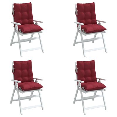 vidaXL Cuscini per Sedia Schienale Basso 4pz Rosso Vino Tessuto Oxford