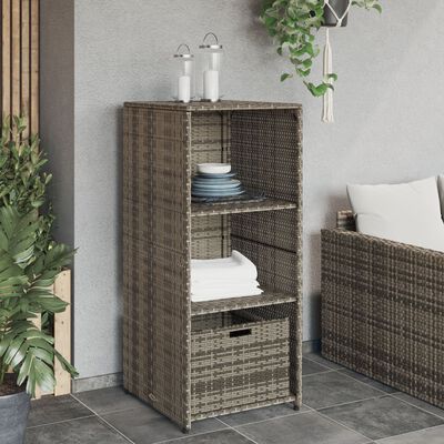 vidaXL Armadietto Portaoggetti Giardino Grigio 50x55x115cm Polyrattan