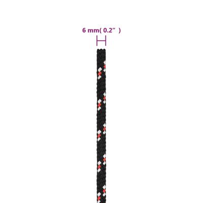 vidaXL Corda da Lavoro Nera 6 mm 250 m in Polipropilene