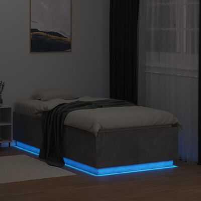 vidaXL Giroletto Luci LED Grigio Cemento 90x190cm in Legno Multistrato