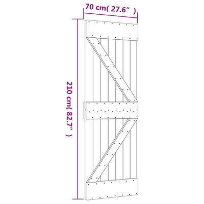 vidaXL Porta Scorrevole con Set Hardware 70x210 cm Legno Massello Pino