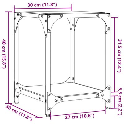 vidaXL Tavolini con Piano in Vetro Trasparente 2 pz 30x30x40cm Acciaio