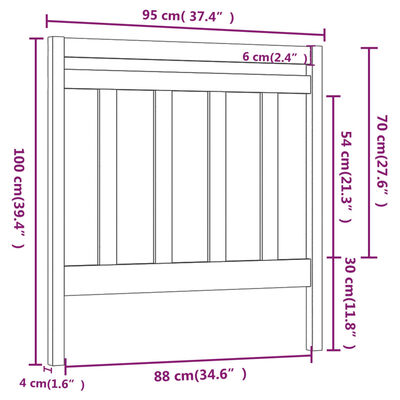 vidaXL Testiera per Letto Grigia 95x4x100 cm in Legno Massello di Pino