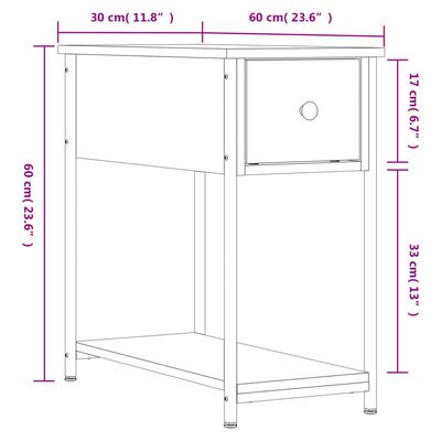 vidaXL Comodino Grigio Sonoma 30x60x60 cm in Legno Multistrato