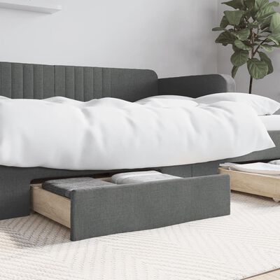 vidaXL Cassetti da Letto 2pz Grigio Scuro Legno Multistrato e Tessuto