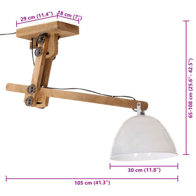 vidaXL Lampada da Soffitto 25 W Bianca 105x30x65-108cm E27