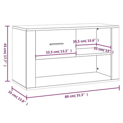 vidaXL Scarpiera Rovere Fumo 80x35x45 cm in Legno Multistrato