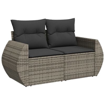 vidaXL Set Divani da Giardino 11 pz con Cuscini in Polyrattan Grigio