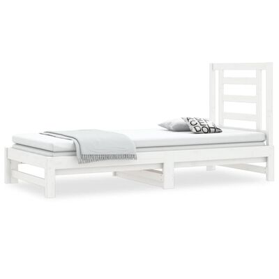 vidaXL Dormeuse Estraibile Bianca 2x(90x190) cm Legno Massello di Pino