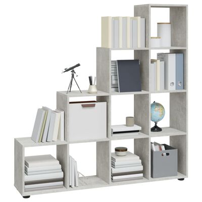 vidaXL Libreria a Scala Grigio Cemento 142 cm in Legno Multistrato