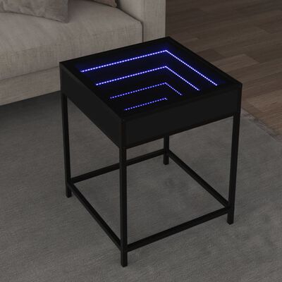 vidaXL Tavolino da Salotto con LED Infinity Nero 40x40x51 cm