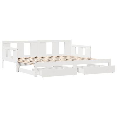 vidaXL Dormeuse Letto Estraibile e Cassetti Bianca 80x200cm Legno Pino