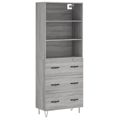 vidaXL Credenza Grigio Sonoma 69,5x34x180 cm in Legno Multistrato