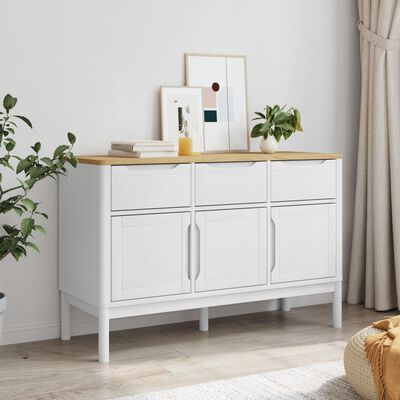 vidaXL Credenza FLORO Bianca 114x43x74 cm in Legno Massello di Pino