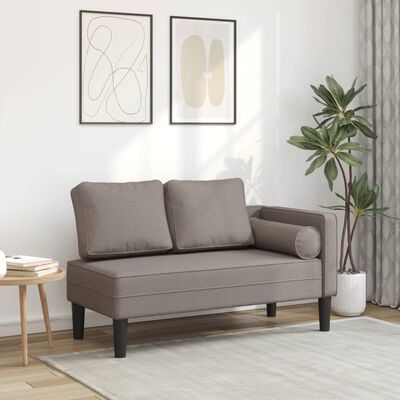 vidaXL Chaise Longue con Cuscini Tortora in Tessuto