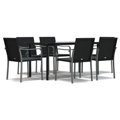 vidaXL Set Pranzo da Giardino 7 pz con Cuscini in Polyrattan e Acciaio