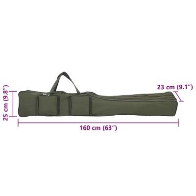 vidaXL Borsa per Canna da Pesca Verde 160 cm in Tessuto Oxford