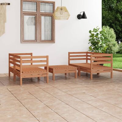 vidaXL Set Salotto da Giardino 5pz Marrone Ambra Legno Massello Pino