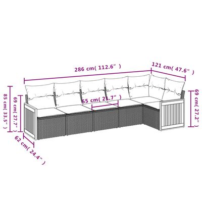 vidaXL Set Divano da Giardino 6 pz con Cuscini Beige in Polyrattan