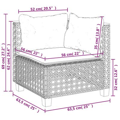 vidaXL Set Divani da Giardino 9 pz con Cuscini Nero in Polyrattan