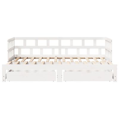 vidaXL Dormeuse Letto Estraibile e Cassetti Bianco 90x200cm Legno Pino