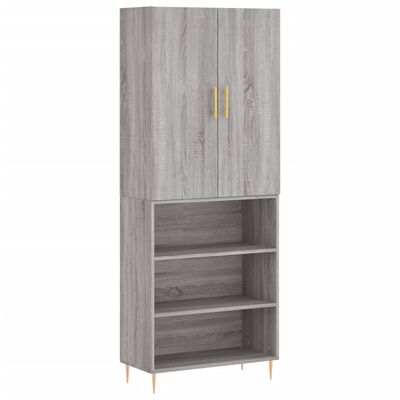 vidaXL Credenza Grigio Sonoma 69,5x34x180 cm in Legno Multistrato