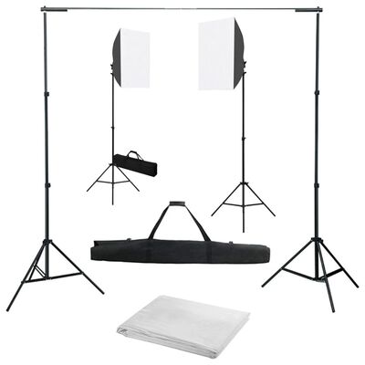 vidaXL Kit per Studio Fotografico con Luci Softbox e Fondale