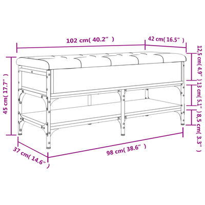 vidaXL Panca Porta Scarpe Rovere Fumo 102x42x45 cm Legno Multistrato