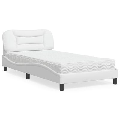 vidaXL Letto con Materasso Bianco 100x200 cm in Similpelle