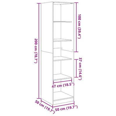 vidaXL Armadio Bianco 50x50x200 cm in Legno Multistrato