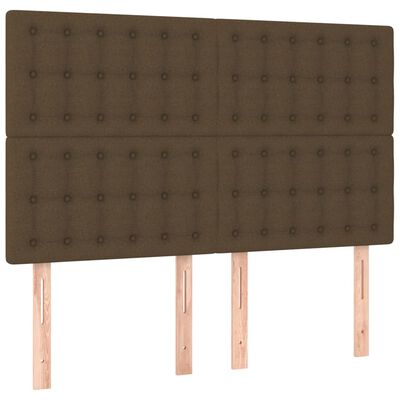 vidaXL Letto a Molle Materasso e LED Marrone Scuro 140x200 cm Tessuto