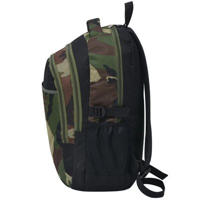 vidaXL Zaino da Scuola 40L Nero e Mimetico