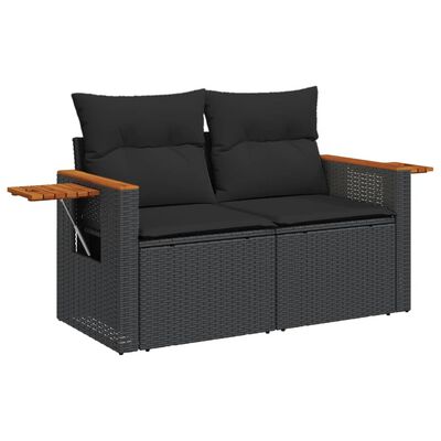 vidaXL Set Divani da Giardino 11 pz con Cuscini in Polyrattan Nero