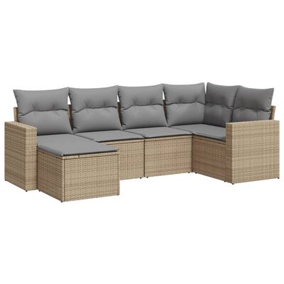 vidaXL Set Divano da Giardino 6 pz con Cuscini Beige in Polyrattan