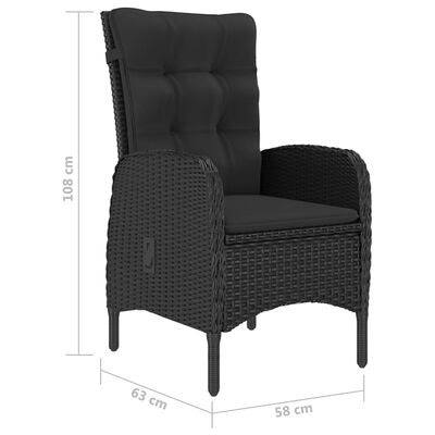 vidaXL Set da Pranzo da Giardino 7 pz Nero