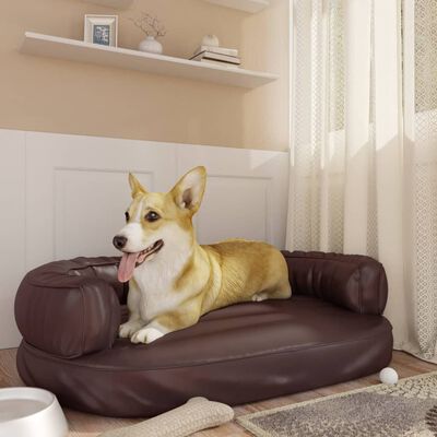 vidaXL Letto per Cani Ergonomico Gommapiuma Marrone 88x65cm Similpelle