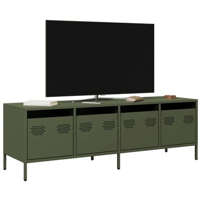 vidaXL Mobile TV Verde Oliva 135x39x43,5cm Acciaio Laminato a Freddo