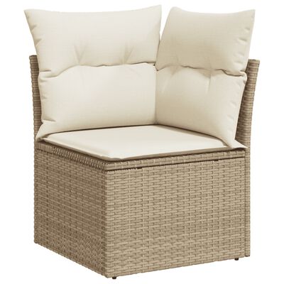 vidaXL Set Divani da Giardino 11 pz con Cuscini Beige in Polyrattan