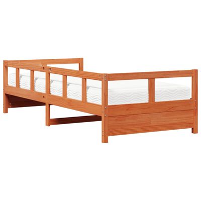 vidaXL Dormeuse con Materasso Marrone 90x190 cm Legno Massello di Pino