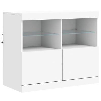 vidaXL Credenza con Luci LED Bianca 163x37x67 cm