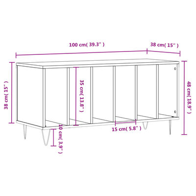 vidaXL Mobile Porta Dischi Grigio Sonoma 100x38x48cm Legno Multistrato