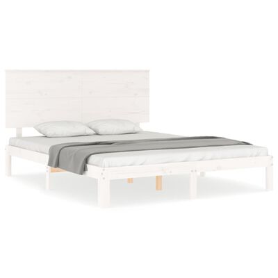 vidaXL Giroletto con Testiera Bianco King Size in Legno Massello