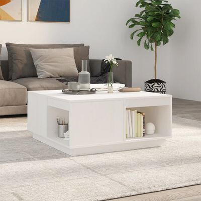 vidaXL Tavolino da Salotto Bianco 80x81x36,5 cm Legno Massello di Pino