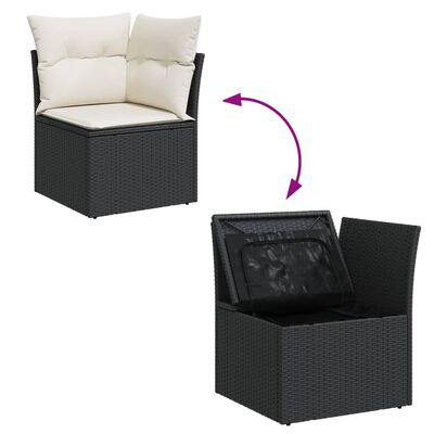 vidaXL Set Divani da Giardino 14pz con Cuscini in Polyrattan Nero