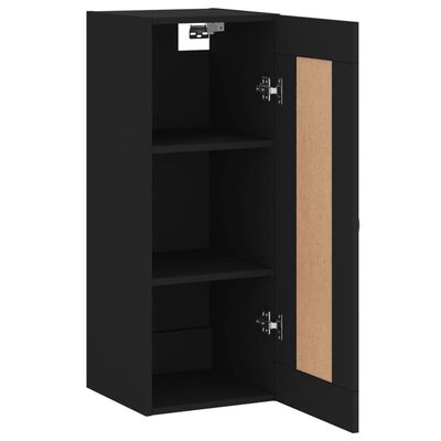 vidaXL Mobile a Parete Nero 34,5x34x90 cm in Legno Multistrato