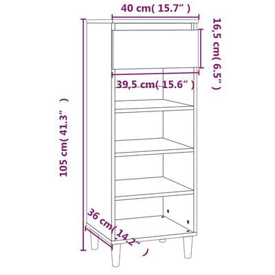 vidaXL Scarpiera Grigio Sonoma 40x36x105 cm in Legno Multistrato