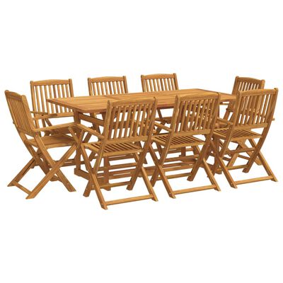 vidaXL Set da Pranzo da Giardino 9pz 180x90x75cm Legno Massello Acacia