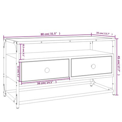 vidaXL Mobile Porta TV Rovere Marrone 80x35x45 cm in Legno Multistrato