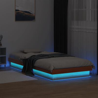 vidaXL Giroletto con LED Marrone Cera 75x190 cm Legno Massello di Pino