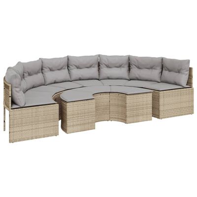 vidaXL Set Divani da Giardino Semicircolare 2 pz in Polyrattan Beige